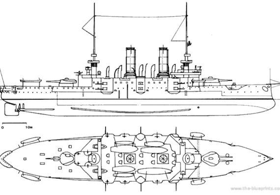 Корабль KuK Habsburg (Battleship) - чертежи, габариты, рисунки