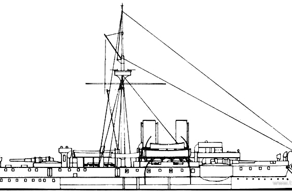 Ship KuK Kronprinz Erzherzog Rudolf (Battleship) (1889) - drawings, dimensions, pictures