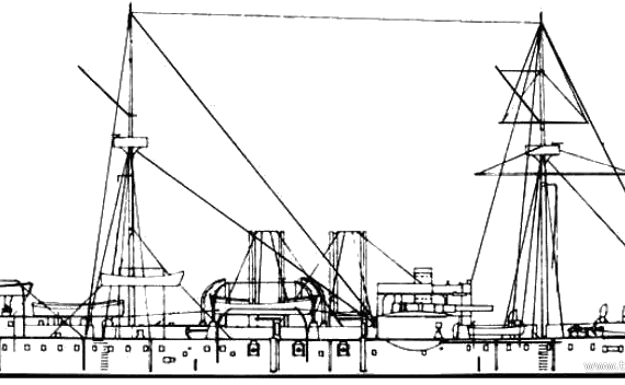 Корабль KuK Kronprinzessin Erzherzogin Stefani (Battleship) (1889) - чертежи, габариты, рисунки