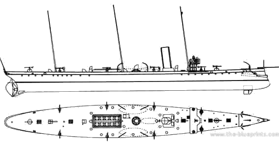Ship KuK Meteor (Destroyer) (1897) - drawings, dimensions, pictures