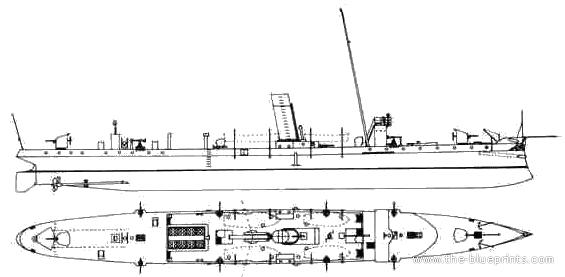 Ship KuK Planet (Destroyer) (1888) - drawings, dimensions, pictures