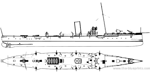 Корабль KuK Satellit (Destroyer) (1893) - чертежи, габариты, рисунки