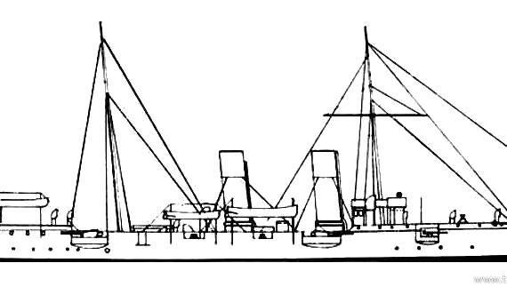 Корабль KuK Tiger (Cruiser) (1888) - чертежи, габариты, рисунки