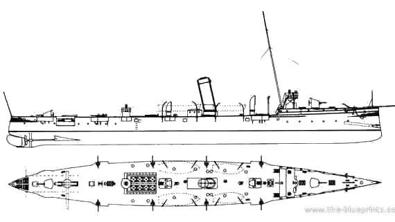 Ship KuK Trabant (Destroyer) (1891) - drawings, dimensions, pictures