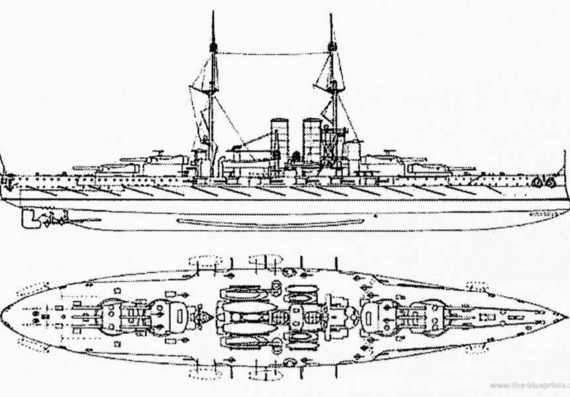 Корабль KuK Viribus Unitis (Battleship) - чертежи, габариты, рисунки
