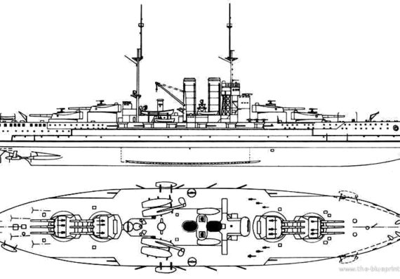 Ship KuK Viribus Unitis (Battleship) (1914) - drawings, dimensions, pictures
