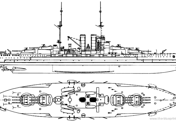Корабль KuK Viribus Unitis (Battleship) (1915) - чертежи, габариты, рисунки