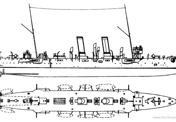 Корабль KuK Zenta (Protected Cruiser) - чертежи, габариты, рисунки