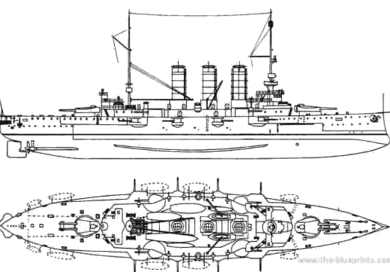 Корабль Kuk Erzherzog Karl (1905) - чертежи, габариты, рисунки