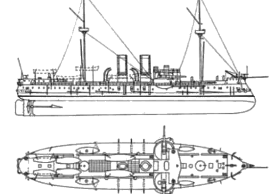 Корабль Kuk Erzherzogin Stefanie (1895) - чертежи, габариты, рисунки