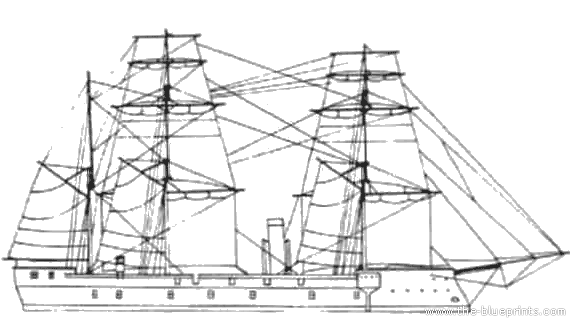Корабль Kuk Salamander (1872) - чертежи, габариты, рисунки
