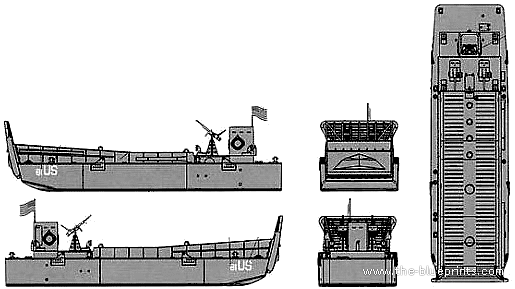 LCM-3 Landing Boat - drawings, dimensions, figures