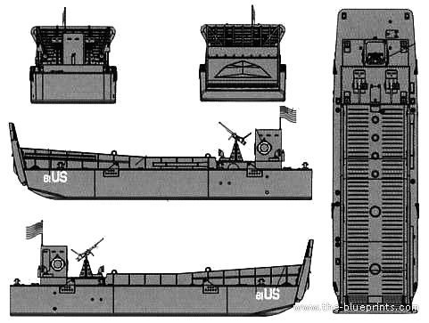 Военный корабль LCM Landing Craft USN - чертежи, габариты, рисунки