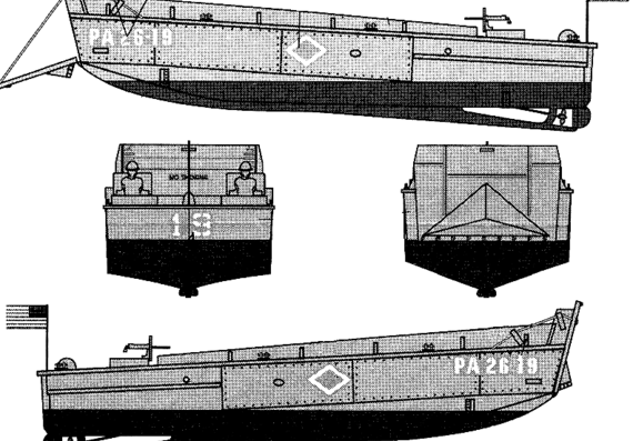 Корабль L.C.V.P. Higgins Boat - чертежи, габариты, рисунки