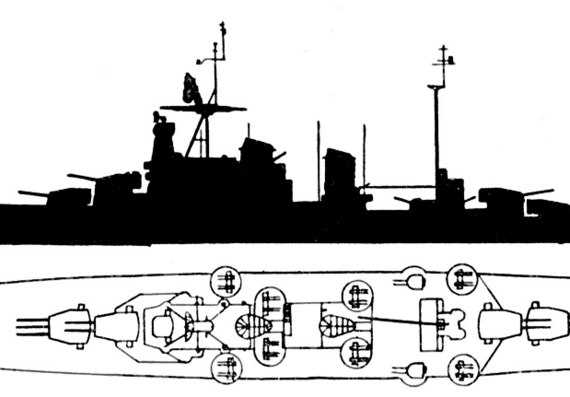 Военный корабль Luigi di Savola - чертежи, габариты, рисунки