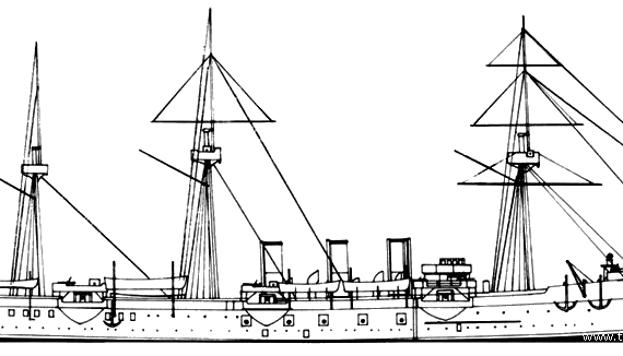 Боевой корабль MNF Amiral Cecille (Cruiser) (1890) - чертежи, габариты, рисунки