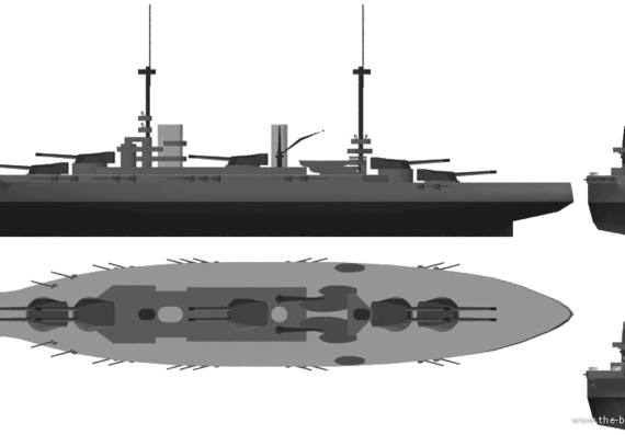 Боевой корабль MNF Bretagne (Battleship) - чертежи, габариты, рисунки