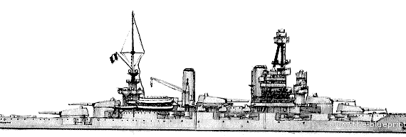 Боевой корабль MNF Bretagne (Battleship) (1940) - чертежи, габариты, рисунки