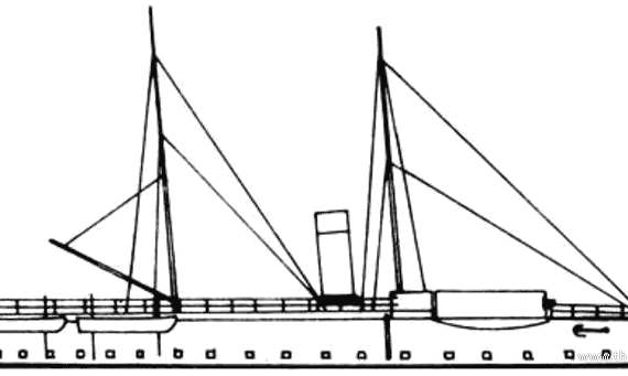 Боевой корабль MNF Cerbere (Battleship) (1868) - чертежи, габариты, рисунки