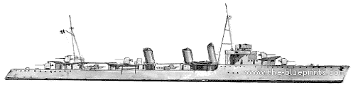 Эсминец MNF Chacal (Destroyer) (1940) - чертежи, габариты, рисунки