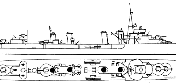 Крейсер MNF Chevalier Paul (1941) - чертежи, габариты, рисунки