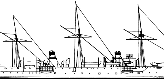 Боевой корабль MNF DEstrees (Cruiser) (1899) - чертежи, габариты, рисунки