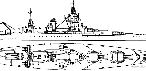 Боевой корабль MNF Dunkerque (Battleship) (1938) - чертежи, габариты, рисунки