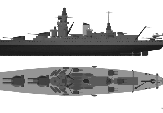 Боевой корабль MNF Dunkerque (Battleship) (1945) - чертежи, габариты, рисунки