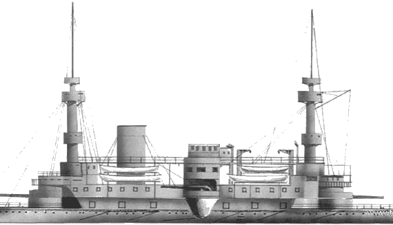 Боевой корабль MNF Hoche (Monitor) (1890) - чертежи, габариты, рисунки
