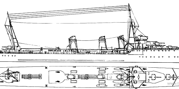 Боевой корабль MNF Jaguar (Destroyer) (1940) - чертежи, габариты, рисунки