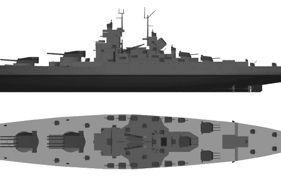 Боевой корабль MNF Jean Bart (Battleship) - чертежи, габариты, рисунки