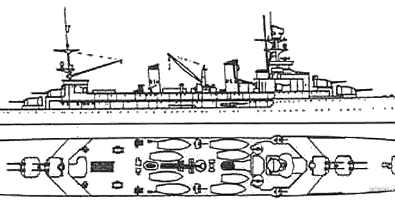 Боевой корабль MNF Jean dArc (Light Cruiser) (1940) - чертежи, габариты, рисунки