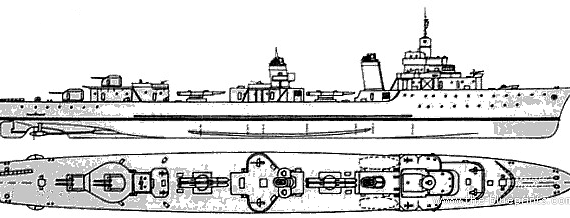 Крейсер MNF Le Fier (Torpedo Boat) (1940) - чертежи, габариты, рисунки