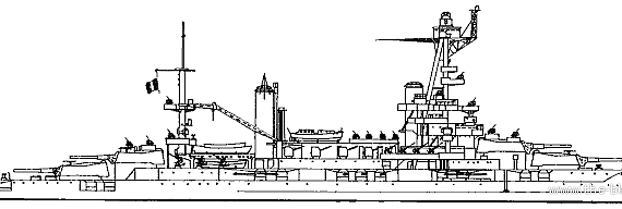 Боевой корабль MNF Lorraine (Battleship) (1944) - чертежи, габариты, рисунки