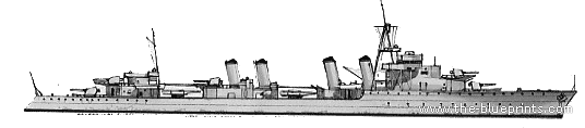 Эсминец MNF Milan (Destroyer) (1940) - чертежи, габариты, рисунки