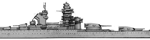 Боевой корабль MNF Richelieu (Battleship) (1942) - чертежи, габариты, рисунки
