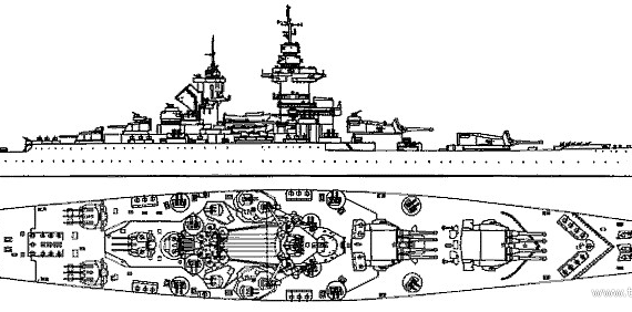 MNF Richelieu (Battleship) (1944) - drawings, dimensions, pictures