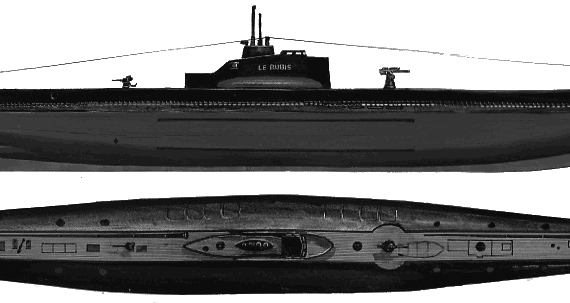 Подводная лодка MNF Ruby (Submarine) (1940) - чертежи, габариты, рисунки