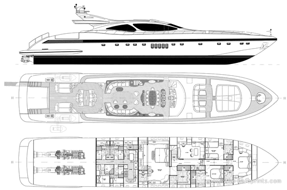 Mangusta 130 yacht - drawings, dimensions, pictures