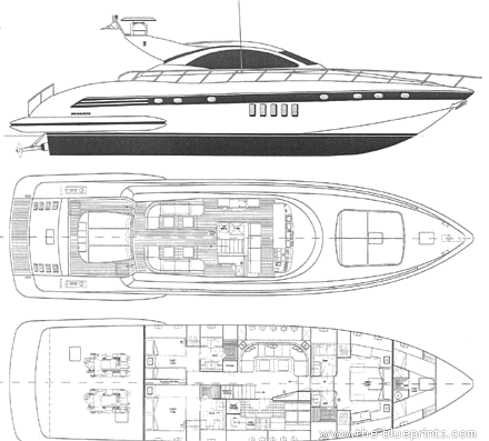 Yacht Mangusta 72 - drawings, dimensions, pictures