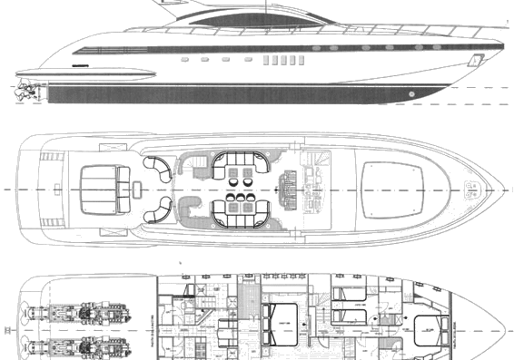 Яхта Mangusta 92 - чертежи, габариты, рисунки