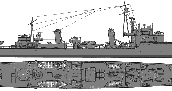Destroyer Matsu - drawings, dimensions, pictures
