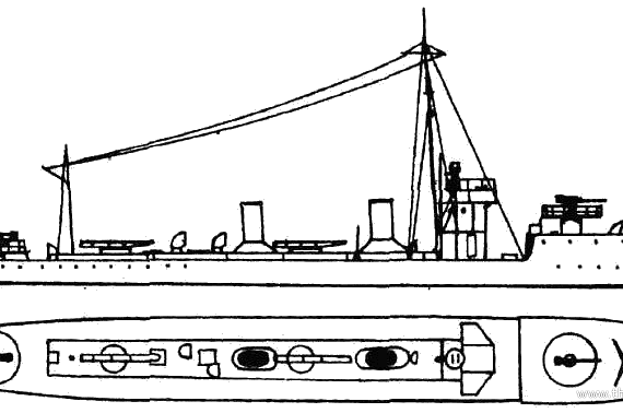 Корабль NAeL Mato Grosso (Torpedo Boat) - Brazil (1918) - чертежи, габариты, рисунки