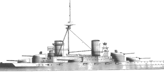 Корабль NAeL Minas Gerais (Battleship) - Brazil (1920) - чертежи, габариты, рисунки