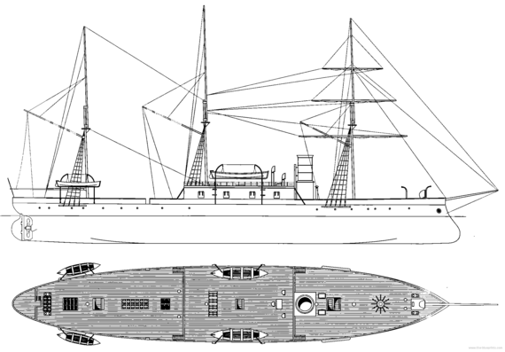 Ship NAel Brasil (Ironclad) (1866) - drawings, dimensions, figures