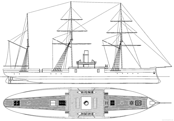 Ship NAel Sete de Setembro (Ironclad) (1874) - drawings, dimensions, figures