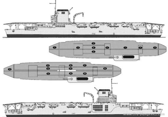 Корабль NF Bearn (Aircraft Carrier) - чертежи, габариты, рисунки
