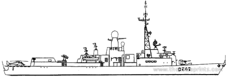 Корабль NF Cassard (Destroyer) - чертежи, габариты, рисунки