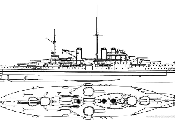 Combat ship NF Courbet (Cruiser) (1913) - drawings, dimensions, pictures