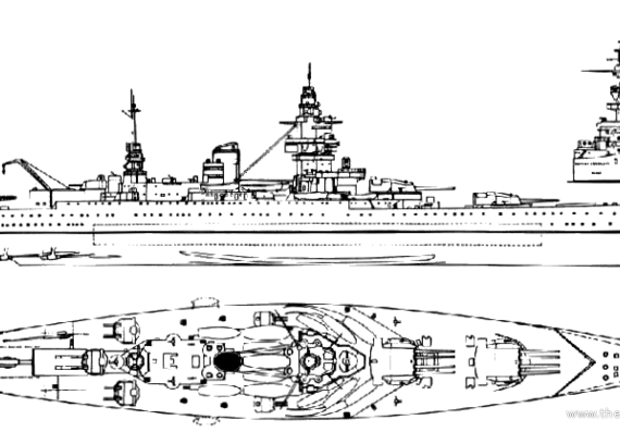 Боевой корабль NF Dunkerque - чертежи, габариты, рисунки